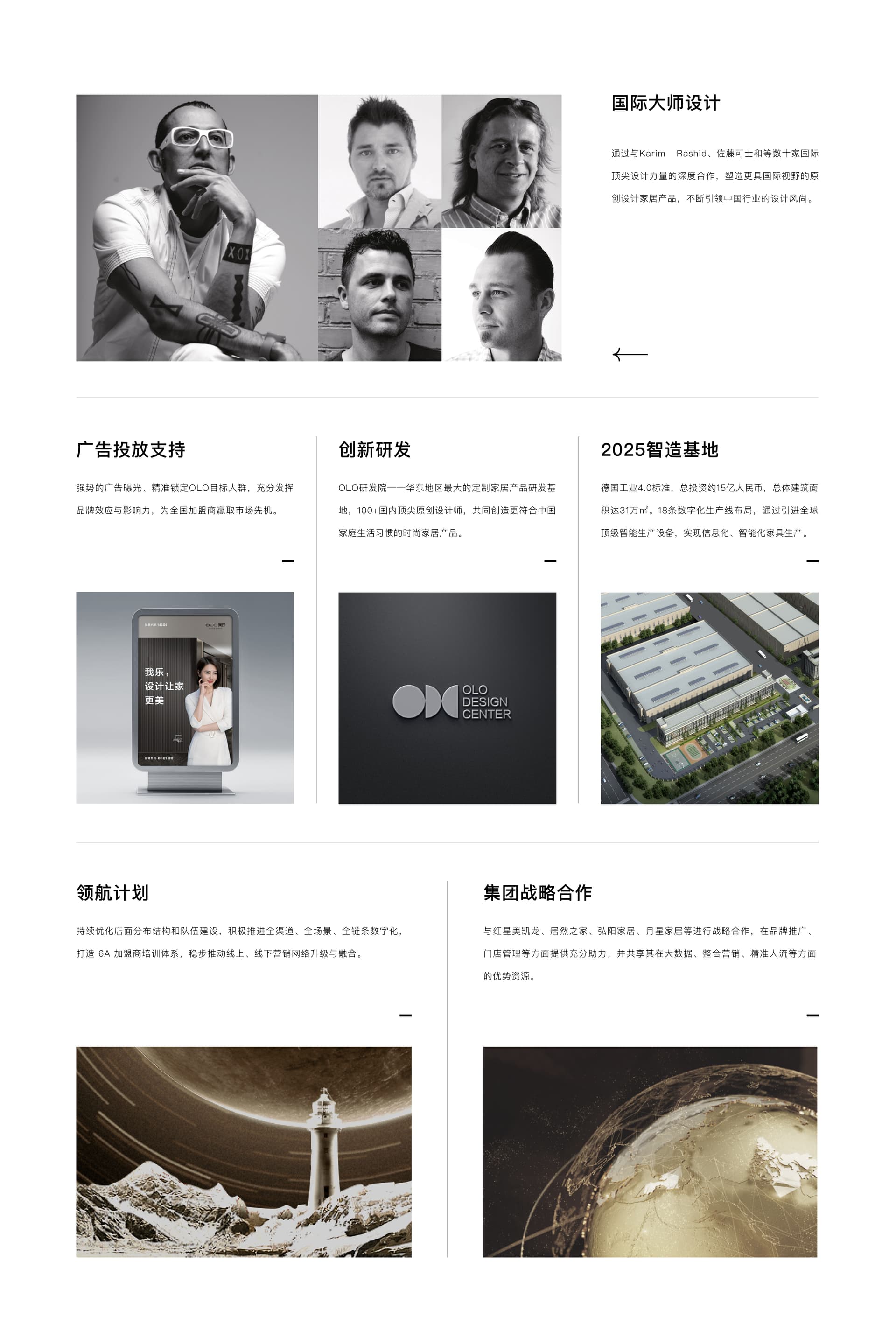 我乐家居国际设计、广告投放、研发制造、领航计划与集团战略合作支持